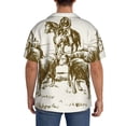 thumbnail image 3 of Lsque Cattle Drive By Two Cowboys print Men's Cuban Collar Short Sleeve Shirt Summer Beachwear Casual Button Down Fashionable Vacation Leisure Shirt-3X-Large, 3 of 7