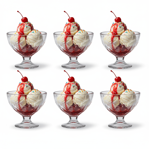 Juego 6 Copas de Postre con Base Bormioli Rocco | Vasos de Helado Estilo Sundae | Para Cóctel de Camarón, Frutas y Pudines, Capacidad 360 ml