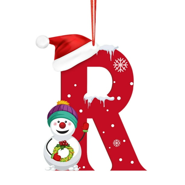 Adornos navideños, adornos navideños, regalos navideños, árbol de Navidad acrílico 2D, colgante de 26 letras, regalo decorativo, colgantes para fiestas navideñas familiares, objetos colgantes