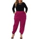 thumbnail image 2 of Pantalones cargo de satén para mujer de tallas grandes Agnes Orinda con cintura elástica y bolsillos, longitud hasta el tobillo, 4X, color rosa intenso, 2 of 6