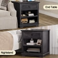 thumbnail image 6 of PLAMLE End Table for Living Room with Drawers Storage Retro Sofa Side Table with Charging Station Wooden Nightstand End Table, 6 of 8