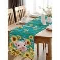 thumbnail image 2 of Farmhouse Pink Pig Sunflower Table Runner-36 Inch Long Retro Wooden Plank Table Runners Linen Burlap Tablerunner for Kitchen Dining Room Holiday Party, 2 of 9