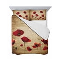 thumbnail image 7 of Quilts Twin Size Bedding Set, Red Poppy Flowers Lightweight Quilted Comforter, Vintage Country Floral Plant Soft Reversible Bedspread Coverlet with Pillow Covers for All Season, 68" x 86", 7 of 7