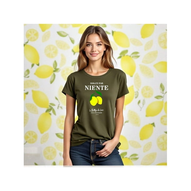 Playera Blusa De LimonesDolce Far Niente – Disfruta el Placer de No Hacer Nada con Estilo Color Verde Oliva Talla Extra Grande Marca Emil SaEs