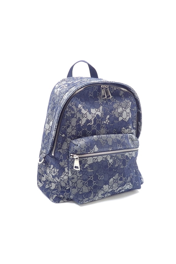 Pre-Owned Gucci GG Denim Large Backpack for Men, Dark Blue Cotton, 849008 (Rucksack)