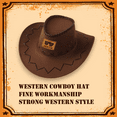 thumbnail image 5 of KAINSY Personalized Cowboy Hats for Kids Custom Western Cowboy Cowgirl Patry Hats Dark Camel Western Cowboy Hats Leather Name(Child), 5 of 9