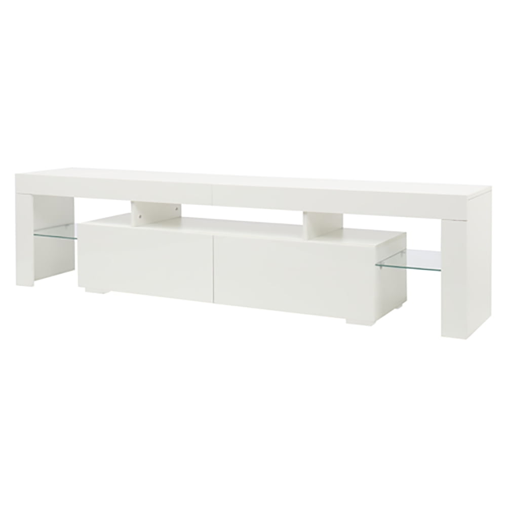 Kepooman Modern TV Stand with Led Lights, TV Stand TV Cabinet, Living Room Bedroom Furniture, White Kepooman Modern TV Stand with Led Lights, TV Stand TV Cabinet, Living Room Bedroom Furniture, White