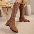 thumbnail image 6 of KEVCHE Women's Chunky Heel Knee High Boots, Plus Size Retro Polka Dot Pointed Toe Casual Design with Breathable Lining, Trendy Boots for Daily Leisure Wear, 6 of 6