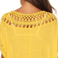 thumbnail image 6 of JIAYUE Womens Swimsuit Cover-Ups V Neck Above Knee Lace Hollow Solid Color Batwing Short Sleeve Summer Casual Chiffon Bathing Suit Cover Up Dresses, 6 of 7