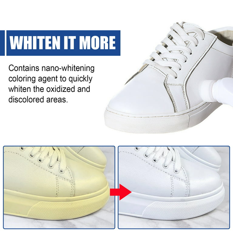 Aurigate White Sneaker Cleaner Refreshes The Color White Smooth Leather Shoes, Liquid Cream with Practical Sponge Applicator for White Smooth Leather