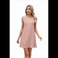 thumbnail image 4 of Vestido de Mujer de Color Liso, Sin Mangas, con Escote en V y Bolsillos, Rosa, Talla XXL, 4 of 10