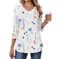 thumbnail image 3 of Fantaslook 3/4 Length Sleeve Womens Tops Dressy Casual Boho Blouses V Neck Pleated Tunic Tops Work Shirts, 3 of 8
