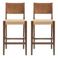 thumbnail image 1 of Linon Patty Wood 2 Tone Barstools Handwoven Rope Seat Set of 2 in Brown Stain, 1 of 15