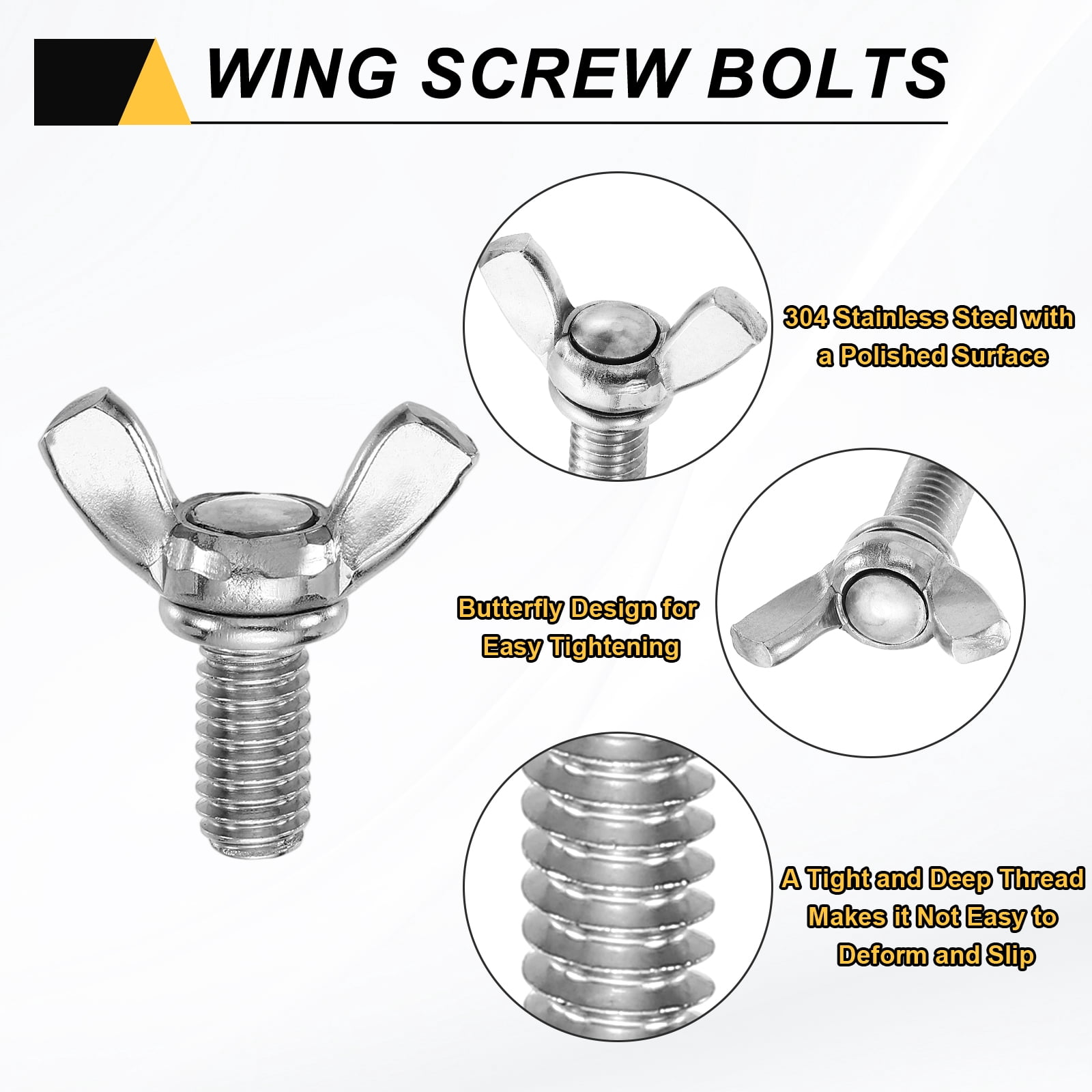 Uxcell 15 Pack 5/16-18" x 5/8" Wing Butterfly Screw Bolts, 304 Stainless Steel Machine Fastener, Thumb Hand Screws for Electronic Equipment, Silver Tone