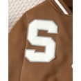 thumbnail image 5 of Kucnuzki 13 Years Big Girls Winter Outfits 14 Years Youth Teen Kids Clothes Long Sleeves Letter Embroidery Baseball Jacket Coat Plaid Pleated Skirts Set 2pcs Clothing Brown, 5 of 8