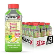 SueroX Zero Sugar Electrolyte Drink for Hydration and Recovery, 8 Ions, Zero Calorie Sports Drink, 21.3 Fl Oz, Lemon Lift, 12 Count