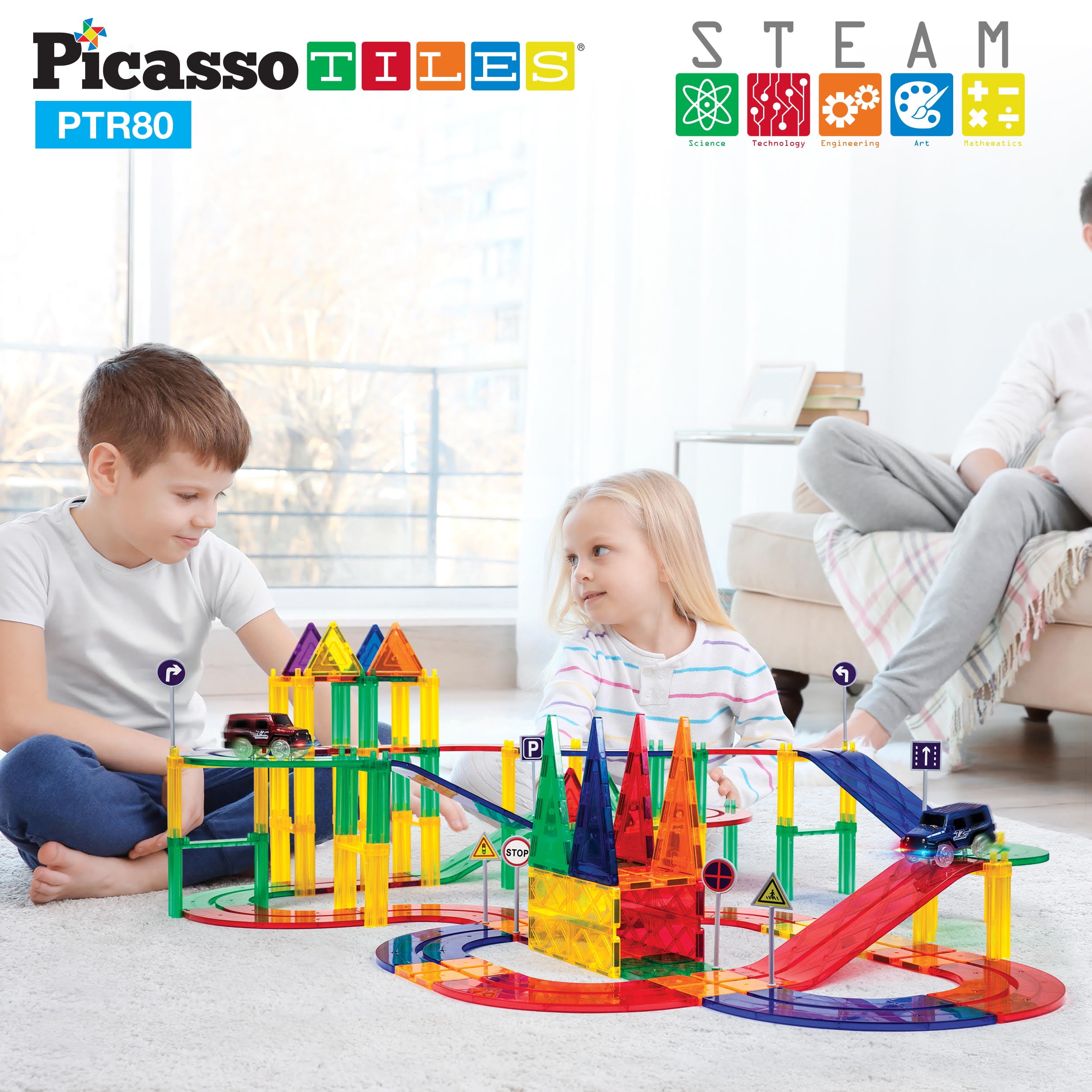 50 piece magnetic tiles playset