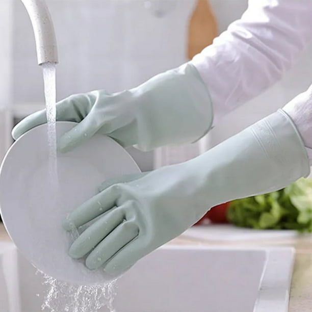 Guantes para lavar platos para mujer, de PVC grueso, para limpieza del hogar, resistentes al agua, de látex, duraderos, para lavar ropa, cuencos, guantes de goma