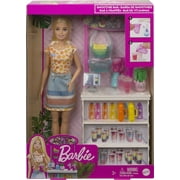 Barbie Fashion Doll & Smoothie Bar Playset with Fruit & Blender Accessories, Blonde Hair