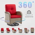thumbnail image 6 of MeetLeisure 6-Piece Wicker Outdoor Conversation Set, Including 4 Swivel Rocking Chairs and 2 Wicker Side Table (Natural Color/Red), 6 of 14