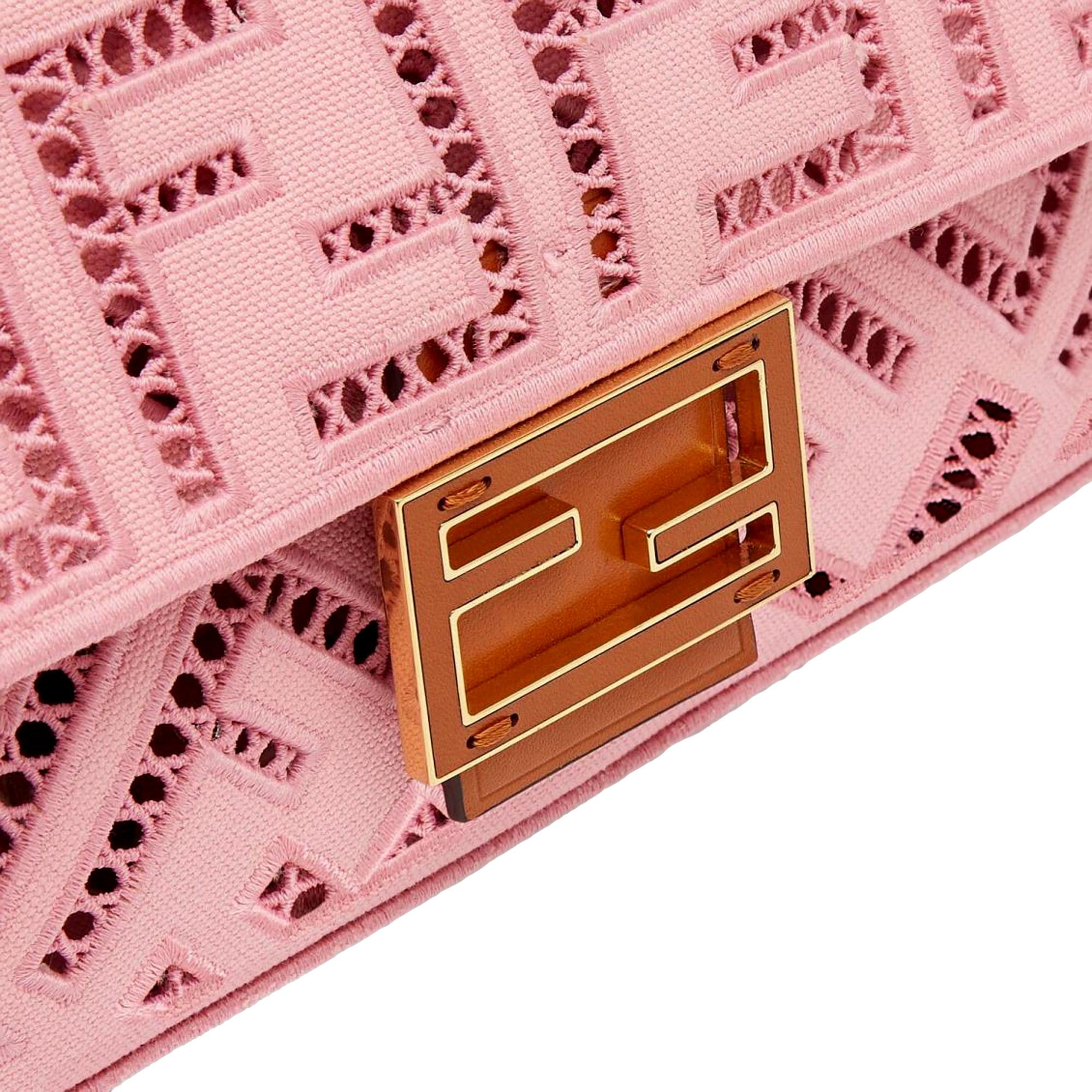 Fendi Baguette NM Embroidered FF Pink Canvas Shoulder Bag – DAC