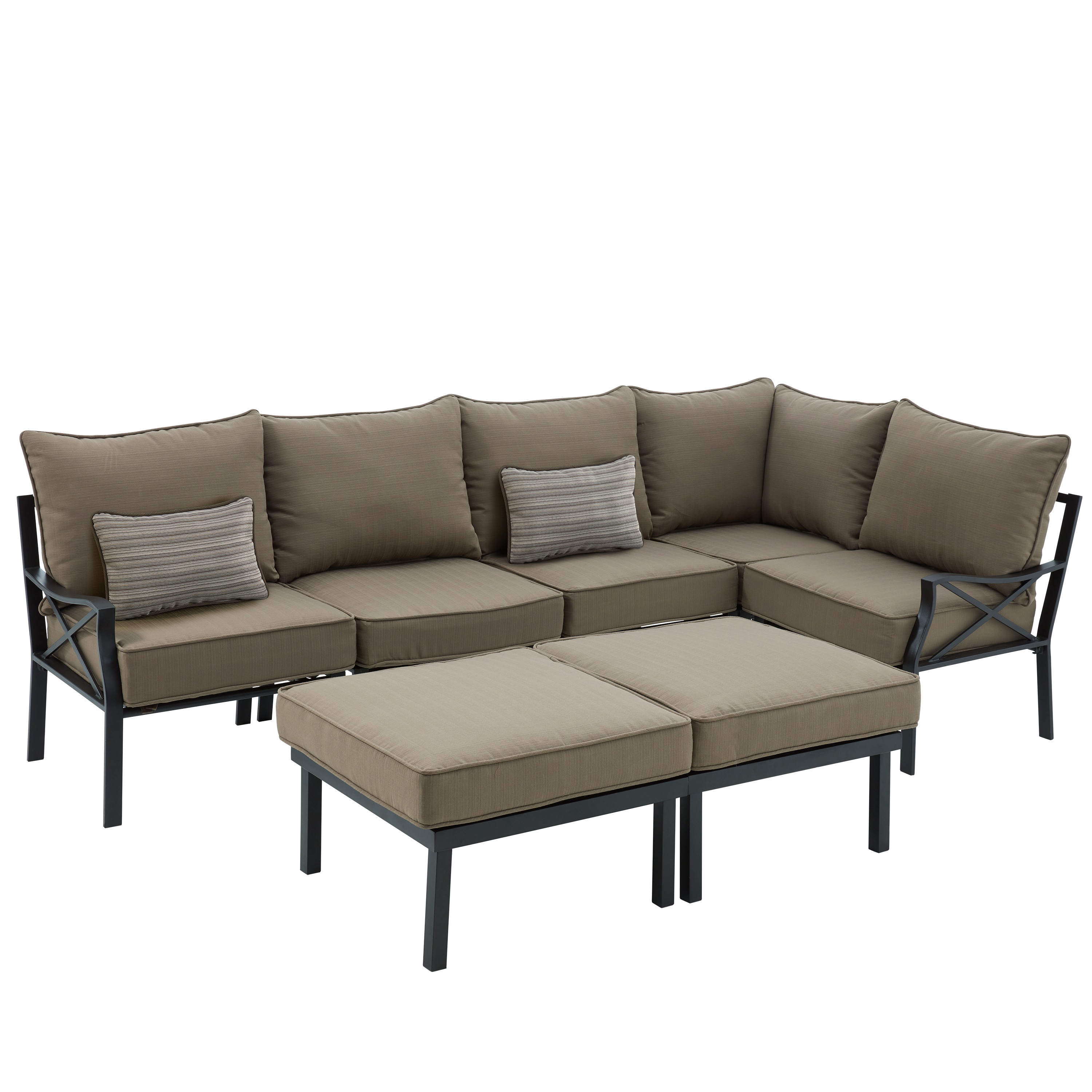 Mainstays Sandhill 7-Piece Outdoor Patio Sofa Sectional Set, Beige, Metal - image 2 of 6