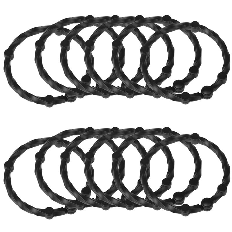 Utopia Alley Shower Eternity Curtain Rings, Rustproof Zinc Shower Curtain Rings for Bathroom Shower Rods Curtains - Set of 12- Black