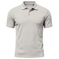 thumbnail image 3 of Telankuip Checkered Pattern Polo Shirts for Men Summer Breathable Casual Work Top with Classic Collar Solid Color Loose Comfy for Business Leisure Wear Grey S, 3 of 7