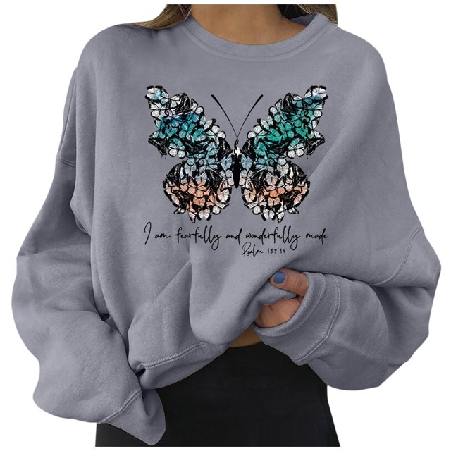 Gibobby Divertidas Sudaderas para Adolescentes Sudaderas para mujeres camisas de manga larga Pullover Top (Gris, S)