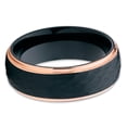 thumbnail image 2 of 8MM Black Tungsten Ring,Rose Gold Wedding Ring,Tungsten Carbide Ring,Engagement Ring,Hammered, 2 of 4