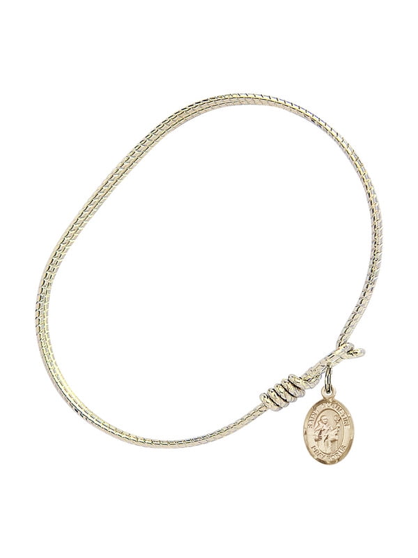 Augustine Charm On A 6 1//4 Inch Oval Eye Hook Bangle Bracelet Catholic Saint Medals St