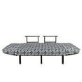 thumbnail image 3 of Geometric Futon Couch, Symmetrical Circular Pattern Floral Elements Japanese Mandala Flower Foliage, Daybed with Metal Frame Upholstered Sofa for Living Dorm, Loveseat, Dark Blue Cream, by Ambesonne, 3 of 4