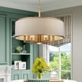 thumbnail image 3 of Livex Lighting Park Ridge 24" 7-Light Metal/Fabric Chandelier in Antique Gold, 3 of 14