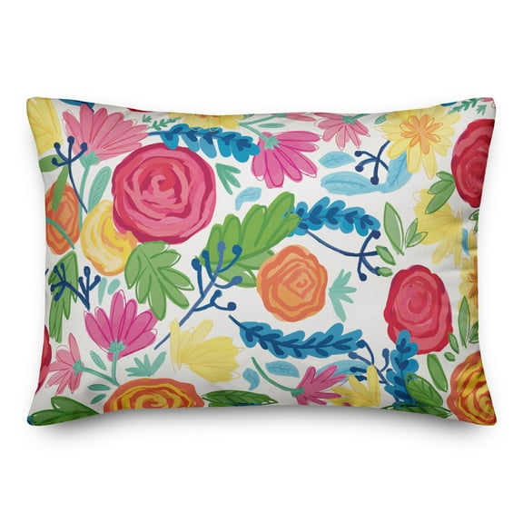 Creative Products Bright Flowers Pink 14 x 20 Indoor / Outdoor Pillow