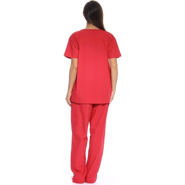 Conjuntos de uniforme médico para mujer Uniformes médicos de seis bolsillos (cuello en V con pantalón cargo)
