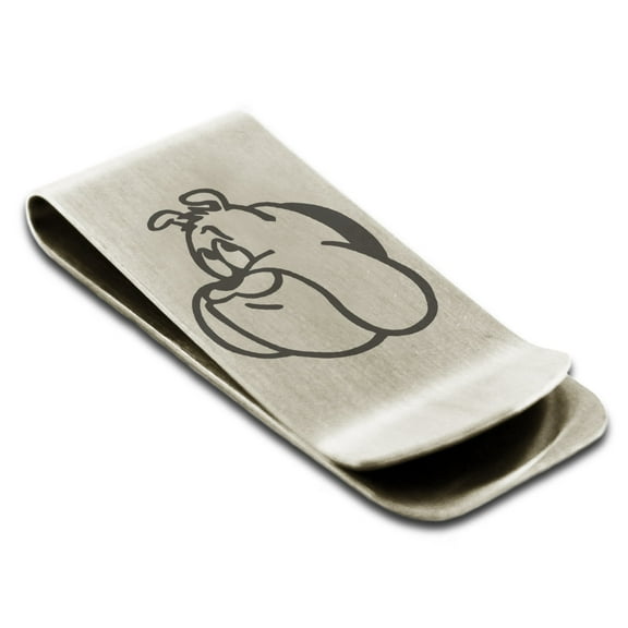 Tioneer Stainless Steel Looney Tunes Hector the Bulldog Engraved Money Clip Credit Card Holder