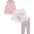 thumbnail image 2 of Ensemble de 3 Pcs pour Filles, Gilet Gonflé, Rayures Roses et Blanches, 2T, 2 of 2