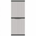 thumbnail image 2 of Benjara Kion Outdoor Storage Cabinet w 2 Doors, Shelves, 26 Inch Gray Black, 2 of 5