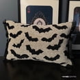 thumbnail image 4 of Funda de cojín lumbar decorativa de Halloween, negra, 30 x 45 cm (12 x 18 pulgadas), diseño de jacquard de Halloween, diseño de murciélagos, funda de cojín con decoración gótica, calabazas de estilo, 4 of 8