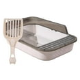 thumbnail image 4 of Cat Litter Box Kitten Litter Pan with High Side Cat Sandbox Sturdy Semi Enclosed Pet Litter Tray Cat Toilet for Indoor Cats Pets Accessories Clear and White, 4 of 10
