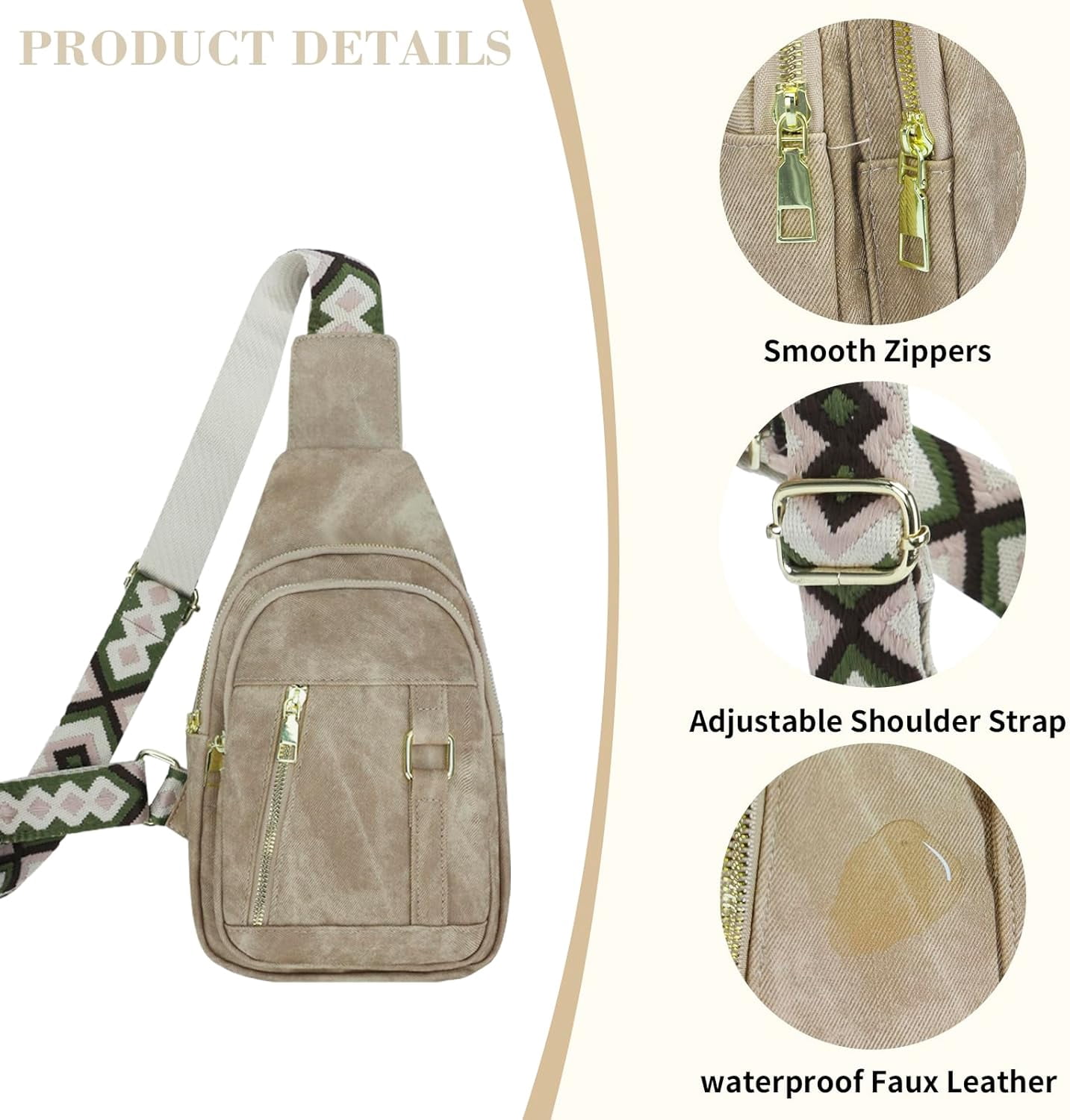 Small Sling Bag For Women，Casual Crossbody Sling PU Leather Bags，Anti-Theft Crossbody Bags，Sling Purses for Travel