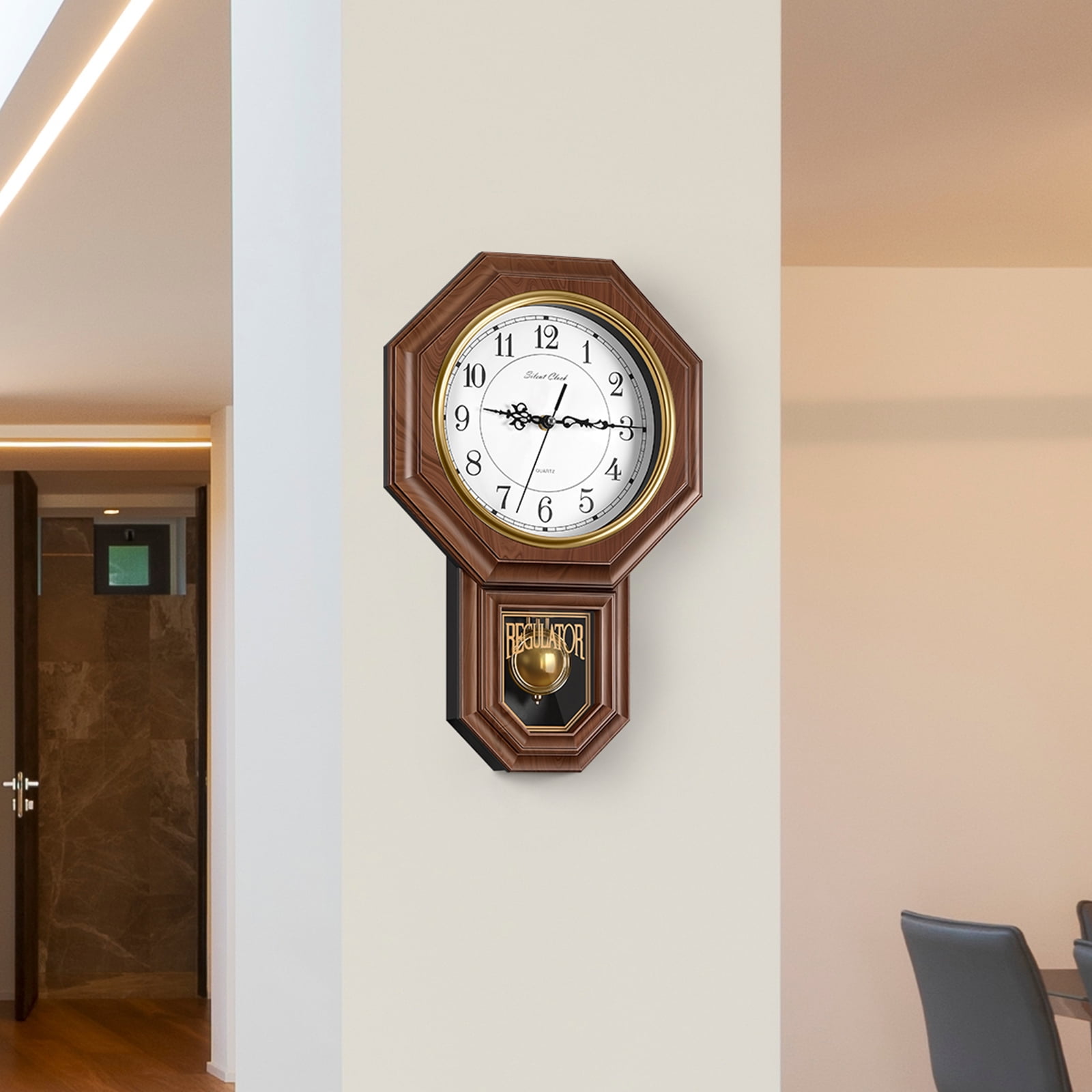 Vintage Pendulum Chiming Wall Clock - Brown