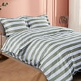 thumbnail image 2 of NTBAY 2 Pieces 100% Brushed Microfiber Striped Duvet Cover Set, Super Soft Smoke Gray and White Printed Reversible Design Zipper Comforter Cover with Ties and Pillow Shams (Twin/Twin XL, Stripe), 2 of 6