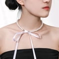 thumbnail image 3 of Collar de perlas de estilo europeo y americano, estilo retro, estilo francés, elegante y sencillo, con lazo, hecho a mano, 3 of 6