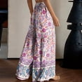 thumbnail image 6 of Wide Leg Palazzo Pants for Women Casual Drawstring Flowy Beach Trousers with Pockets Vacation, 6 of 6