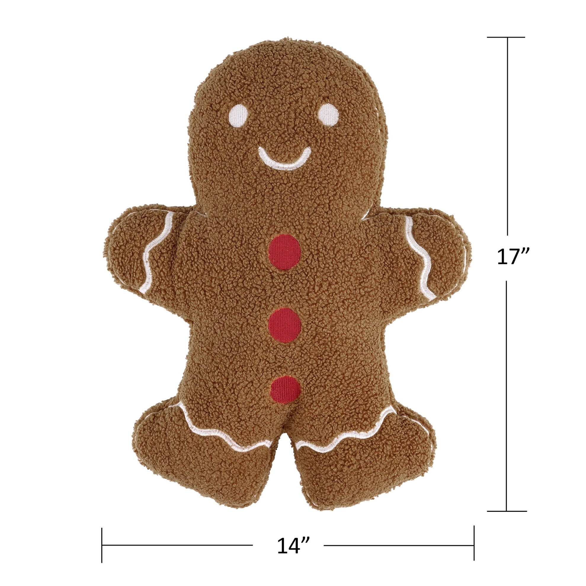 Greenland Home Fashions Decorative Holiday Honey Brown Gingerbread Man Toss Pillow