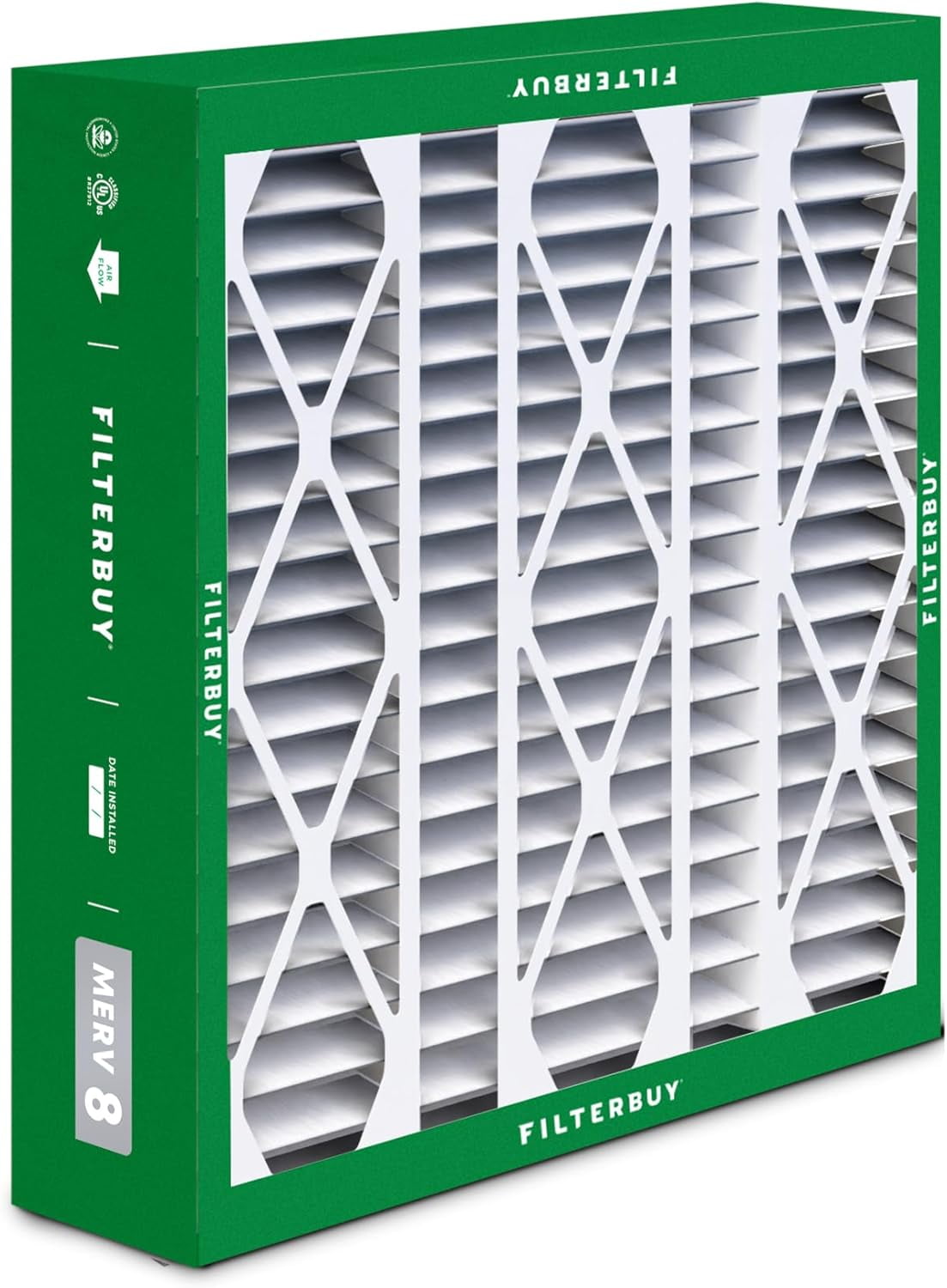 Filterbuy 20x25.25x3.5 Air Filter MERV 8 Dust Defense, Pleated HVAC AC Furnace Filter Replacement for Aprilaire Space-Gard 2120, 4-Pack