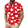 thumbnail image 5 of TaTaai Men's Valentine Print Turndown Collar Quarter Sleeve Pullover, Valentine's Day Gift, Casual Daily Outdoor T-Shirt Gift, 5 of 5