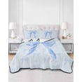 thumbnail image 2 of Twin Quilt Bedding Set, Cute Bow Reversible Summer Quilt 3 Pieces, Blue Bowknot Minimalist Solid Color Lightweight Bedspreads Coverlets with 2 Pillow Shams for All Seasons, 2 of 5