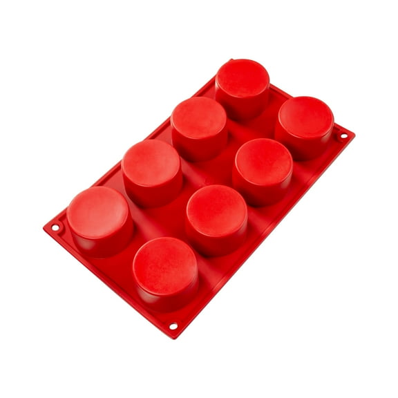 Fat Daddio's SMF-028 Non-Stick Red Silicone Bakeware 8-Cavity Cylinder (3 oz)